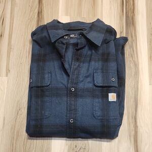 Carhartt Men’s Blue and Black Plaid Shirt Jacket